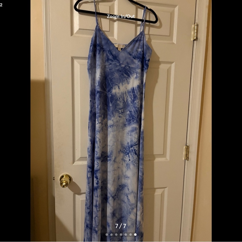 Michael Kors Blue Tie-Dye Spaghetti Strap Dress